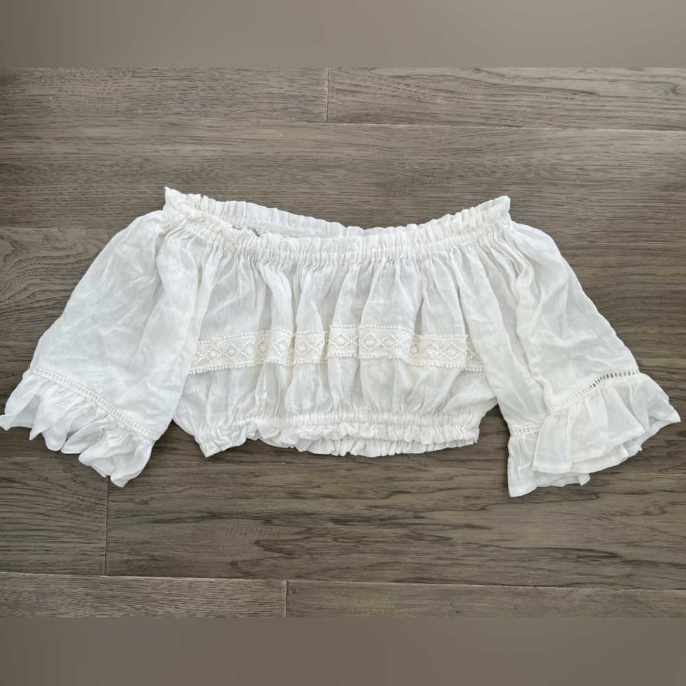 Cropped white off the shoulder top